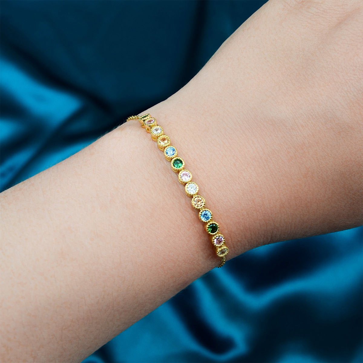 Mother's Day Gift Over The Rainbow Bezel Slider Bracelet-Engravingift
