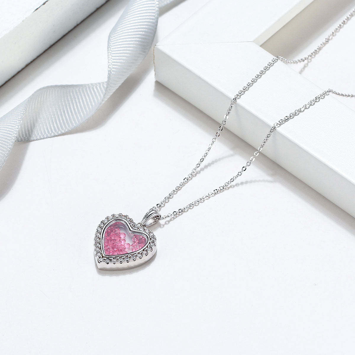 Mother's Day Gift Shimmering Heart Crystal Shaker Bracelet and Necklace Set-Engravingift