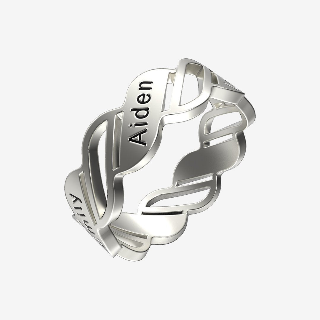 Christmas Gift Personalized Multiple Name Ring in Silver