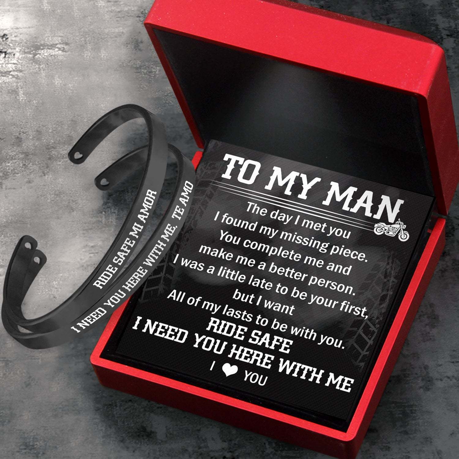 Mother's Day Gift Biker Bracelets - Biker - To My Man - I Need You Here With Me-Engravingift
