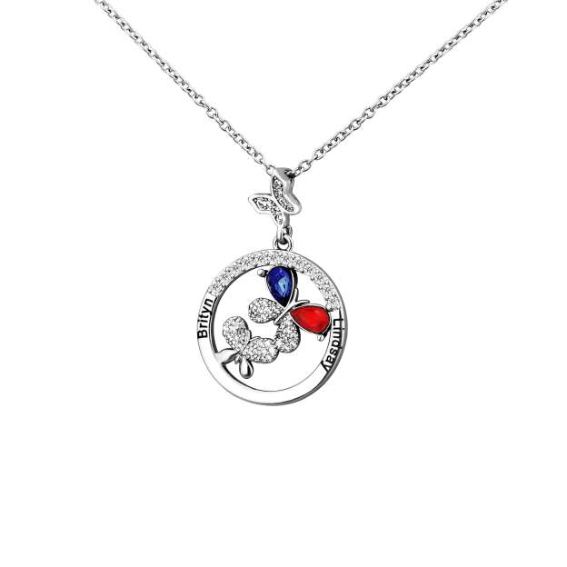 Mother's Day Gift Custom Diamond Butterfly Pendant Necklace-Engravingift