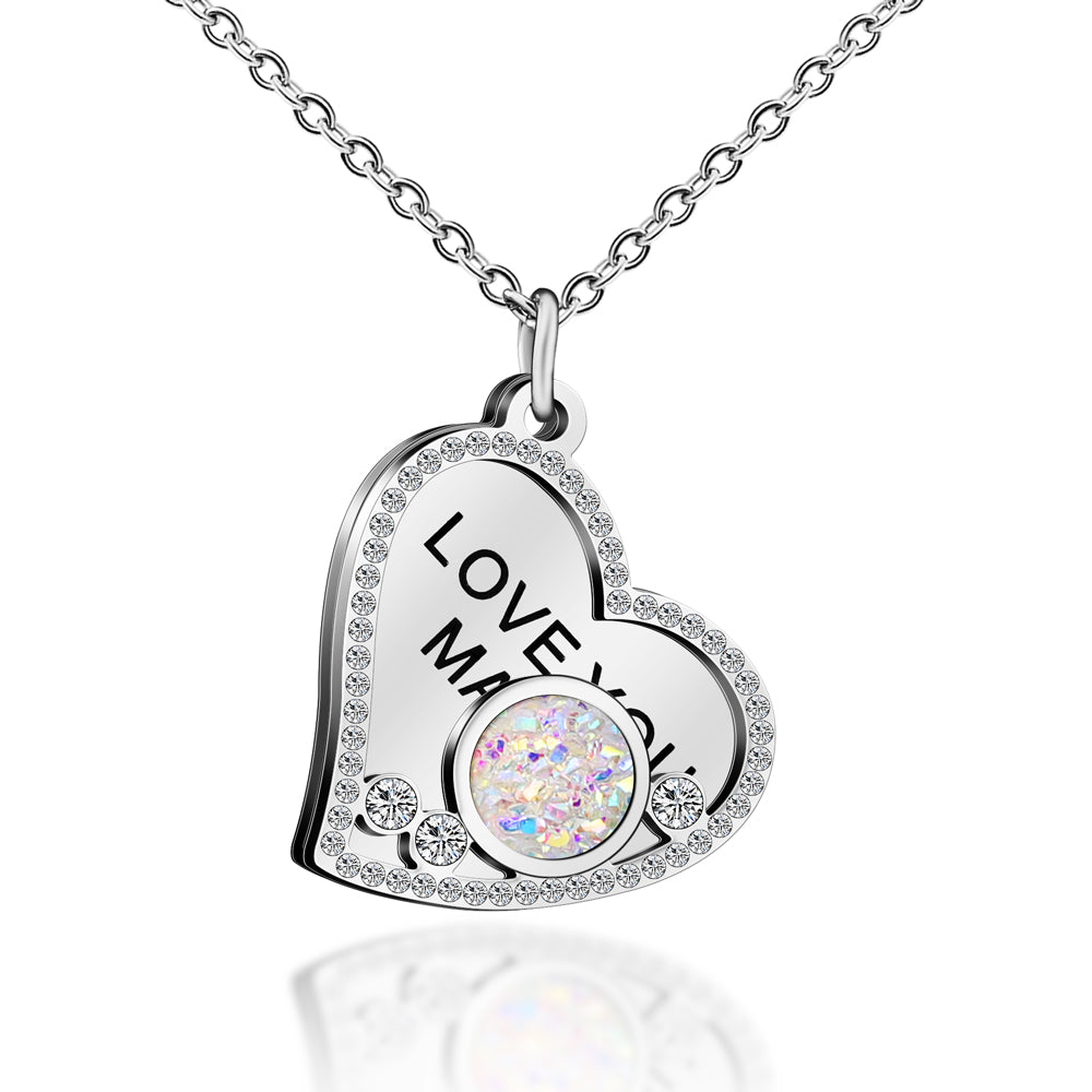 Mother's Day Gift "I Love You MAMA" Diamond Heart Necklace-Engravingift