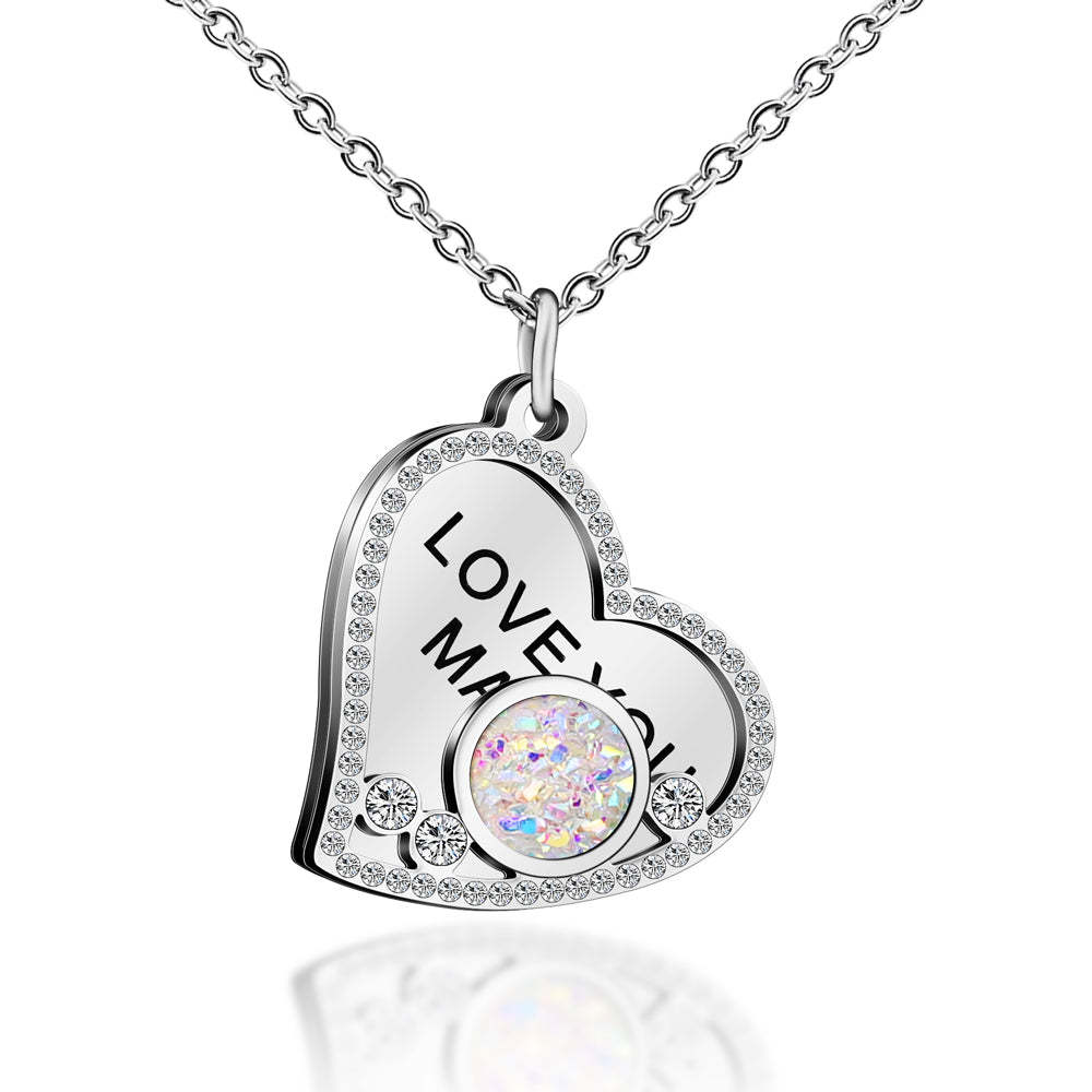 Mother's Day Gift "I Love You MAMA" Diamond Heart Necklace-Engravingift