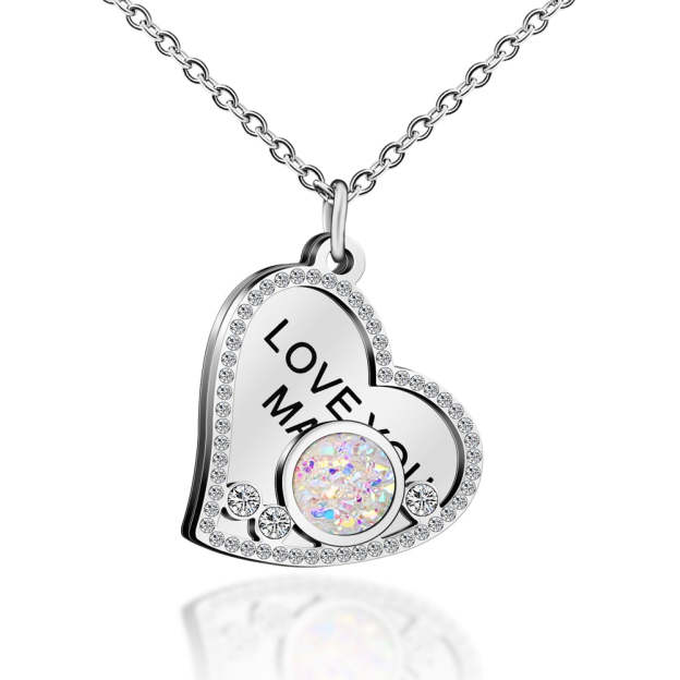 Mother's Day Gift "I Love You MAMA" Diamond Heart Necklace-Engravingift