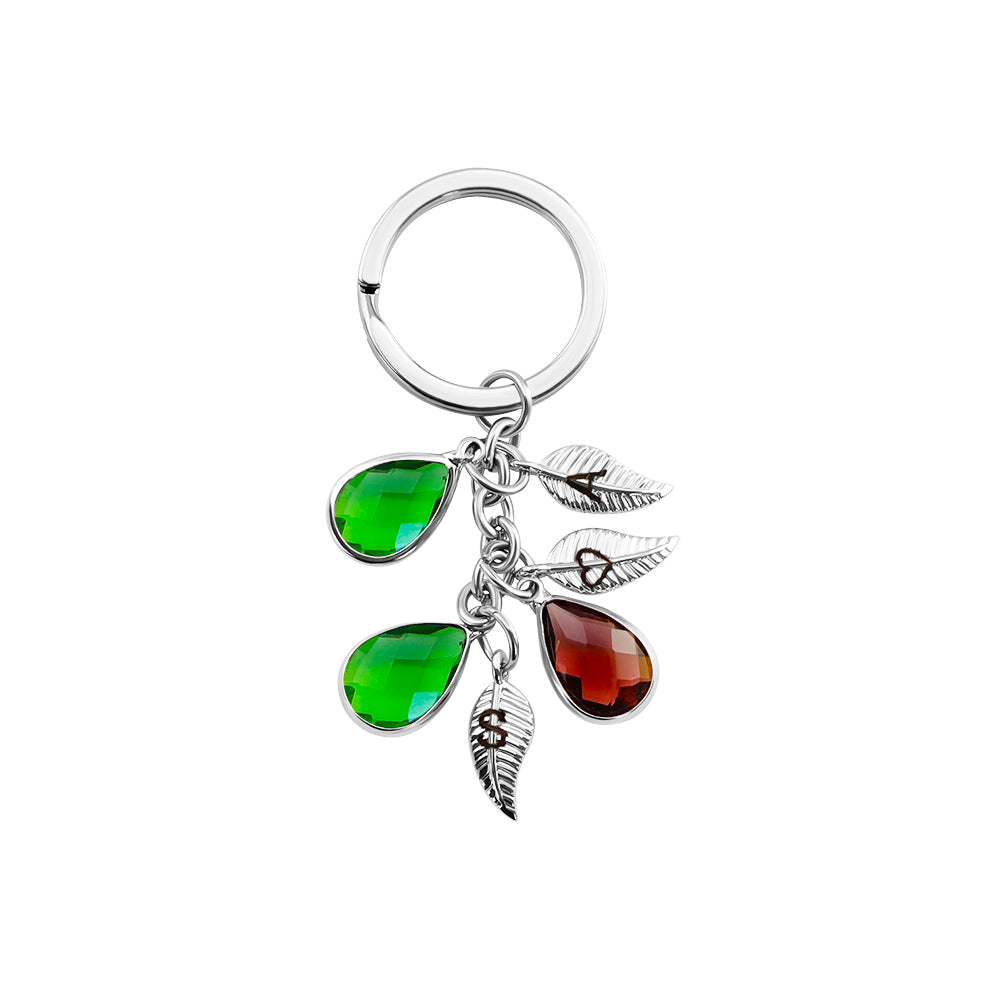 Mother's Day Gift Personalized custom leaf crystal keychain-Engravingift