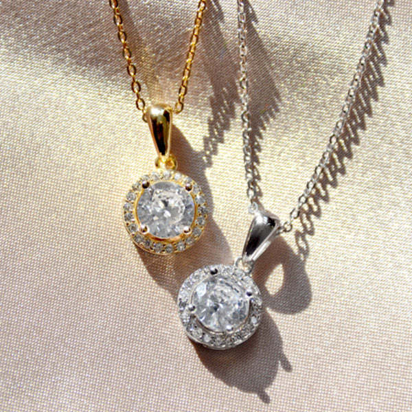 Mother's Day Day Gift Classique Sterling Silver Halo Pendant Necklace-Engravingift