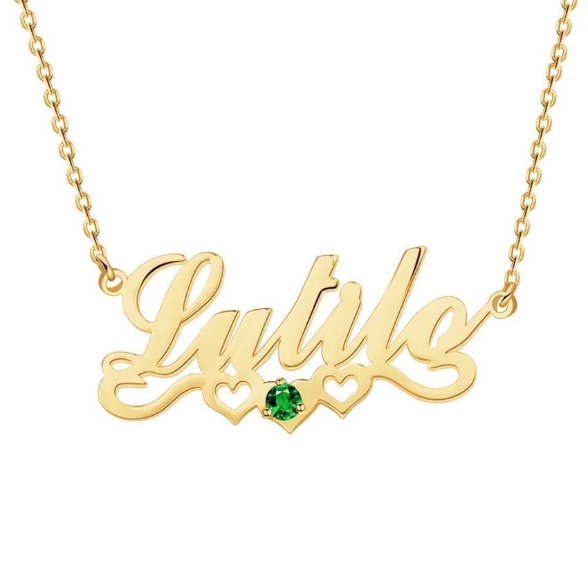 Mother's Day Gift Personalized 18K Gold Plated Name Necklace Birthday stone-Engravingift