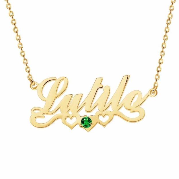 Mother's Day Gift Personalized 18K Gold Plated Name Necklace Birthday stone-Engravingift