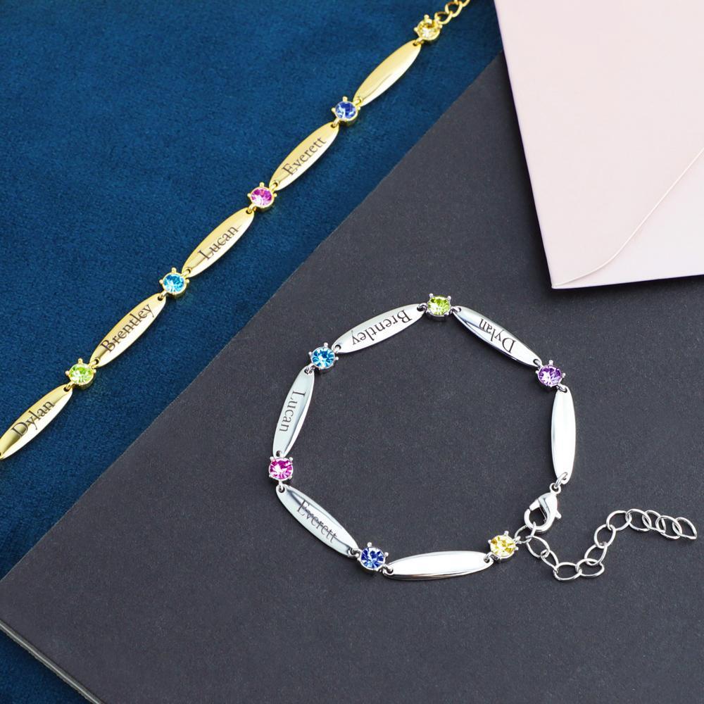 Mother's Day Gift Mother Bracelet with Family Names and Birthstones-Engravingift