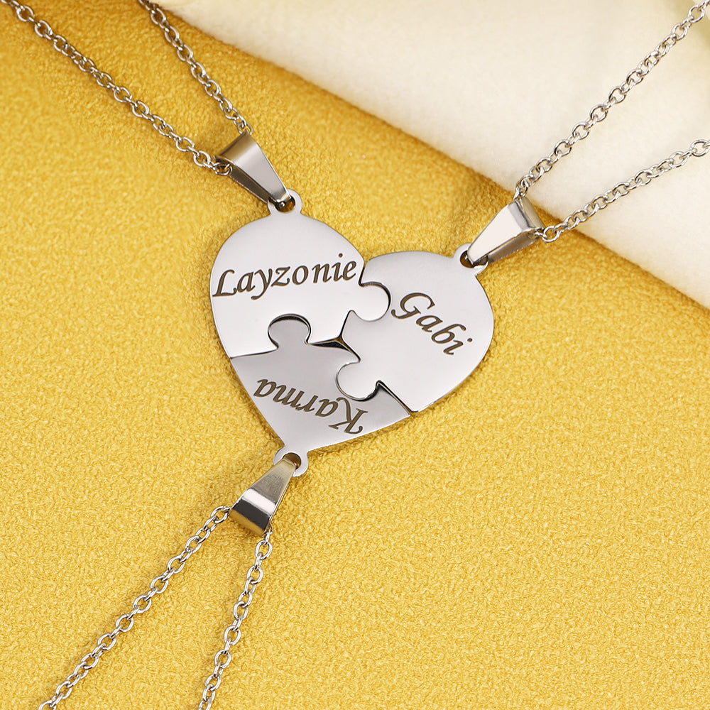 BOOMTB 2x Personalized for Key Heart Puzzle Necklace Set