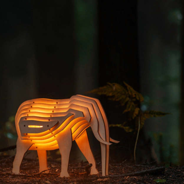 Christmas Gift 3D Wooden Animal Statue Decor Fantasy Lamp-Engravingift