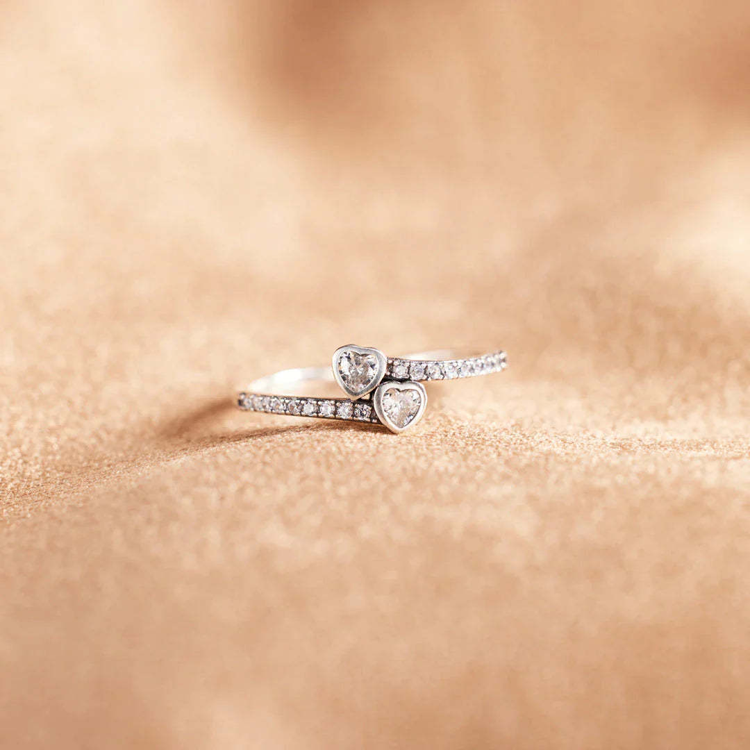 Mother's Day Gift To My Mom Double Heart Ring "Thank You for Being My Mom"-Engravingift