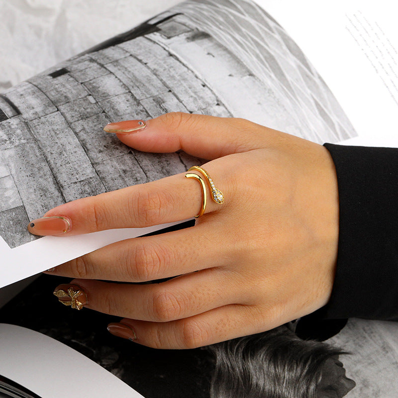 Mother's Day Gift Vintage Snake Ring and Earrings in Gold Gifts for Her-Engravingift