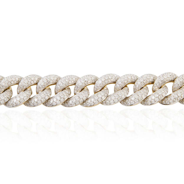 10K Yellow Gold 10.23ct Diamond Cuban Link Bracelet-Engravingift