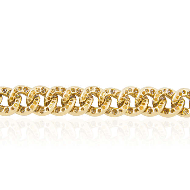 10K Yellow Gold 10.23ct Diamond Cuban Link Bracelet-Engravingift
