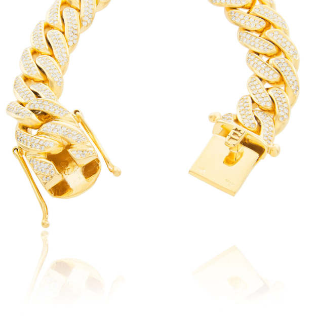 10K Yellow Gold 9.25ct Diamond Cuban Link Bracelet