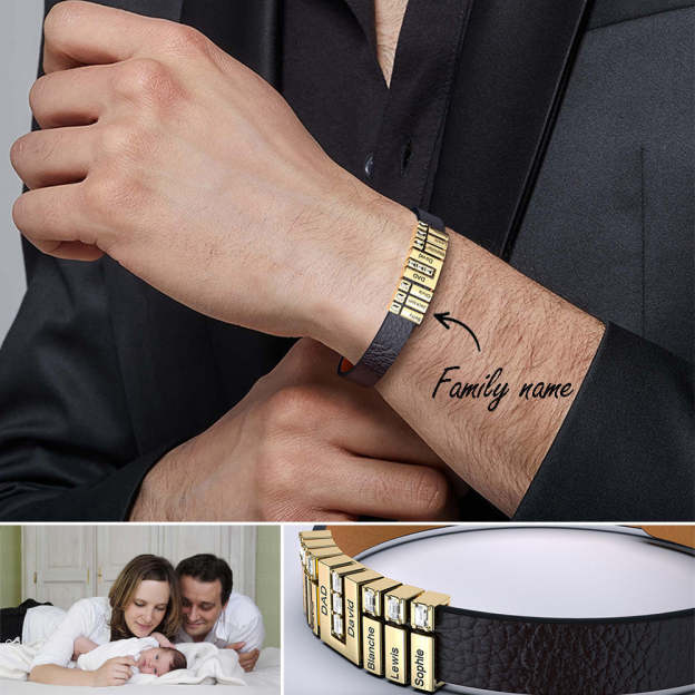 Christmas Gift Men's Bracelet With Diamond Charms for Dad