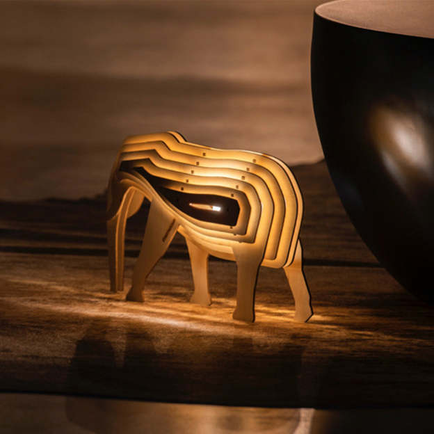 Christmas Gift 3D Wooden Animal Statue Decor Fantasy Lamp-Engravingift