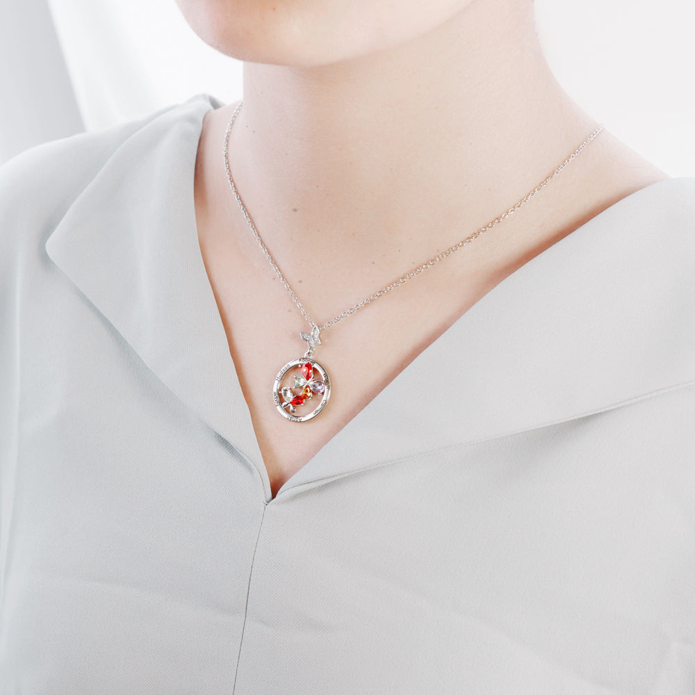 Mother's Day Gift Custom Diamond Butterfly Pendant Necklace-Engravingift