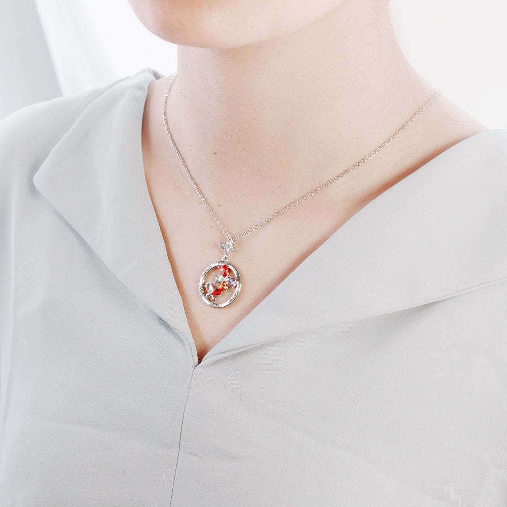Mother's Day Gift Custom Diamond Butterfly Pendant Necklace-Engravingift
