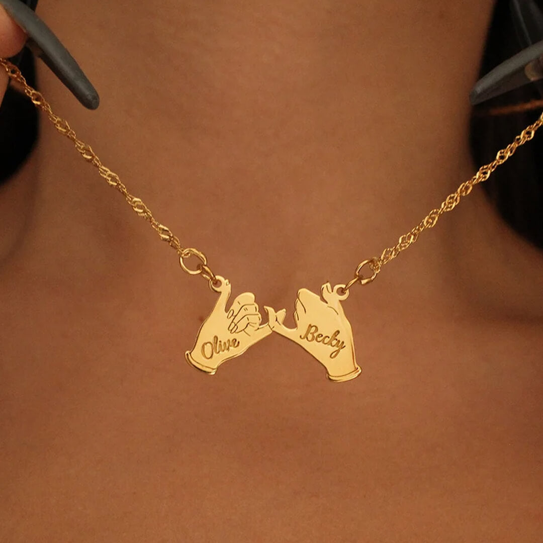 Mother's Day Gift Pinky Promise Name Necklace-Engravingift