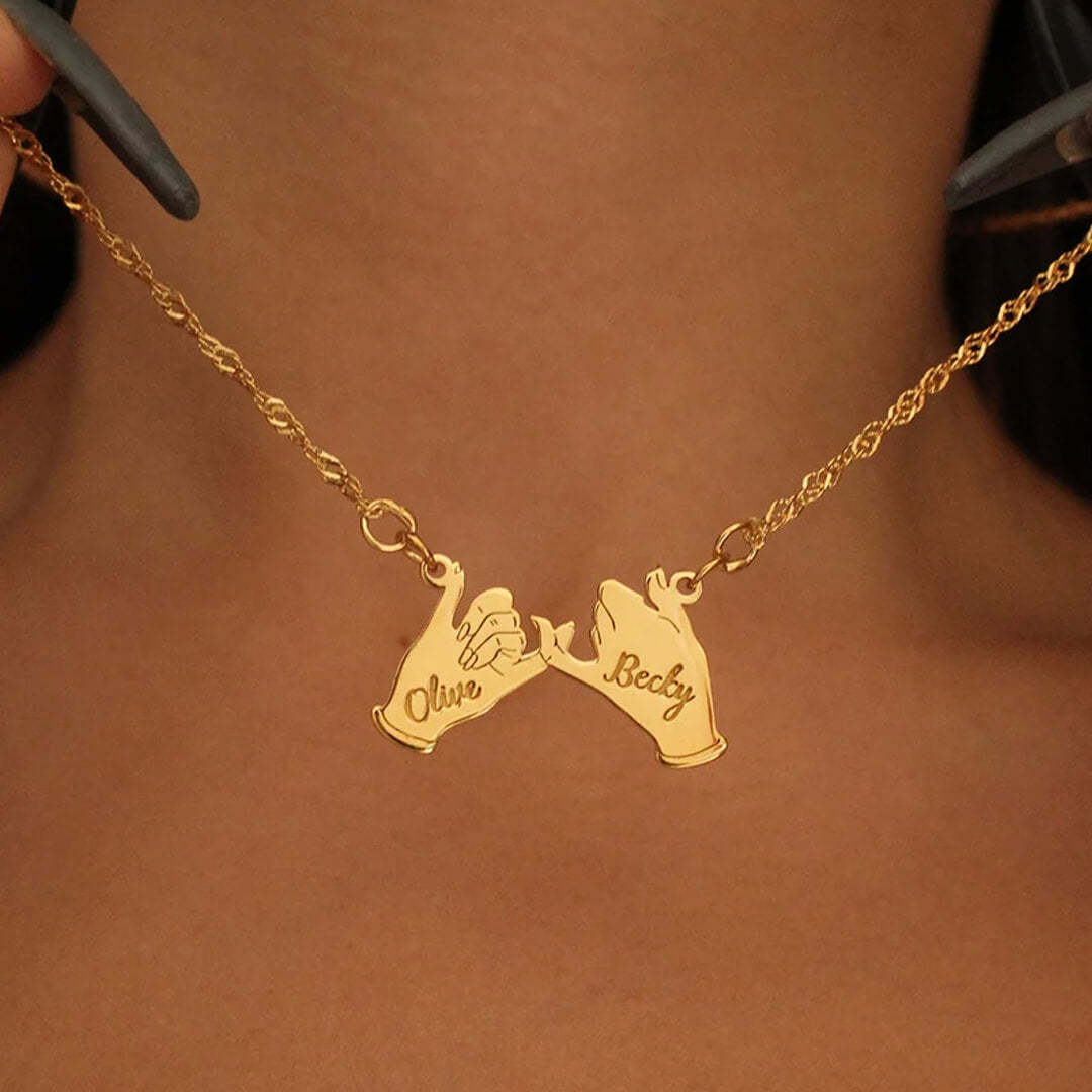 Mother's Day Gift Pinky Promise Name Necklace-Engravingift