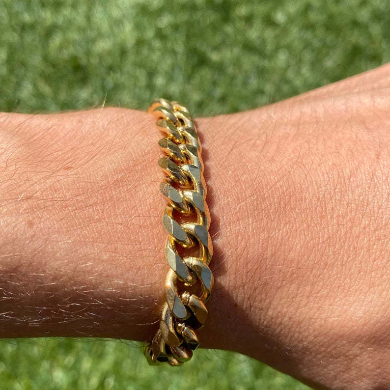 Father's Day Gift Cuban Link Chain Bracelet Stainless Steel 10mm Men Bracelet-Engravingift