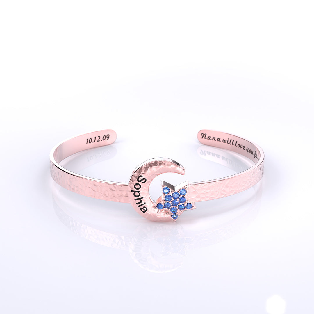 Mother's Day Gift Mother's Day Gift Granddaughter Star and Moon Bangle-Engravingift