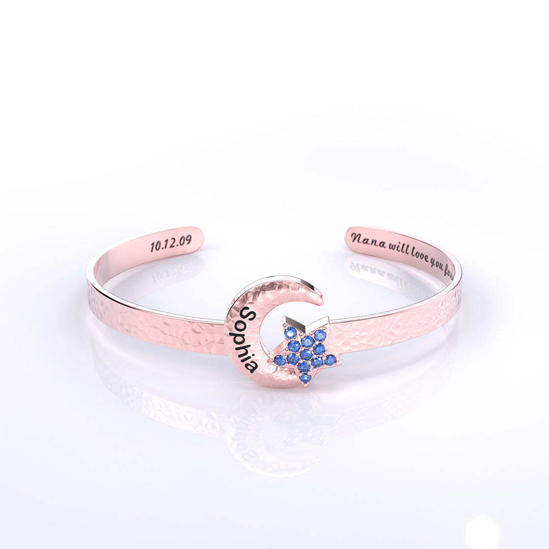 Mother's Day Gift Mother's Day Gift Granddaughter Star and Moon Bangle-Engravingift