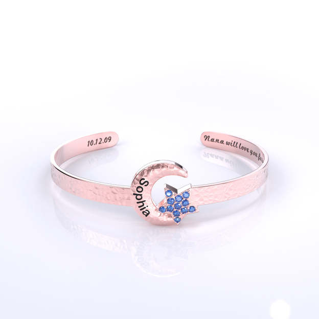 Mother's Day Gift Mother's Day Gift Granddaughter Star and Moon Bangle-Engravingift