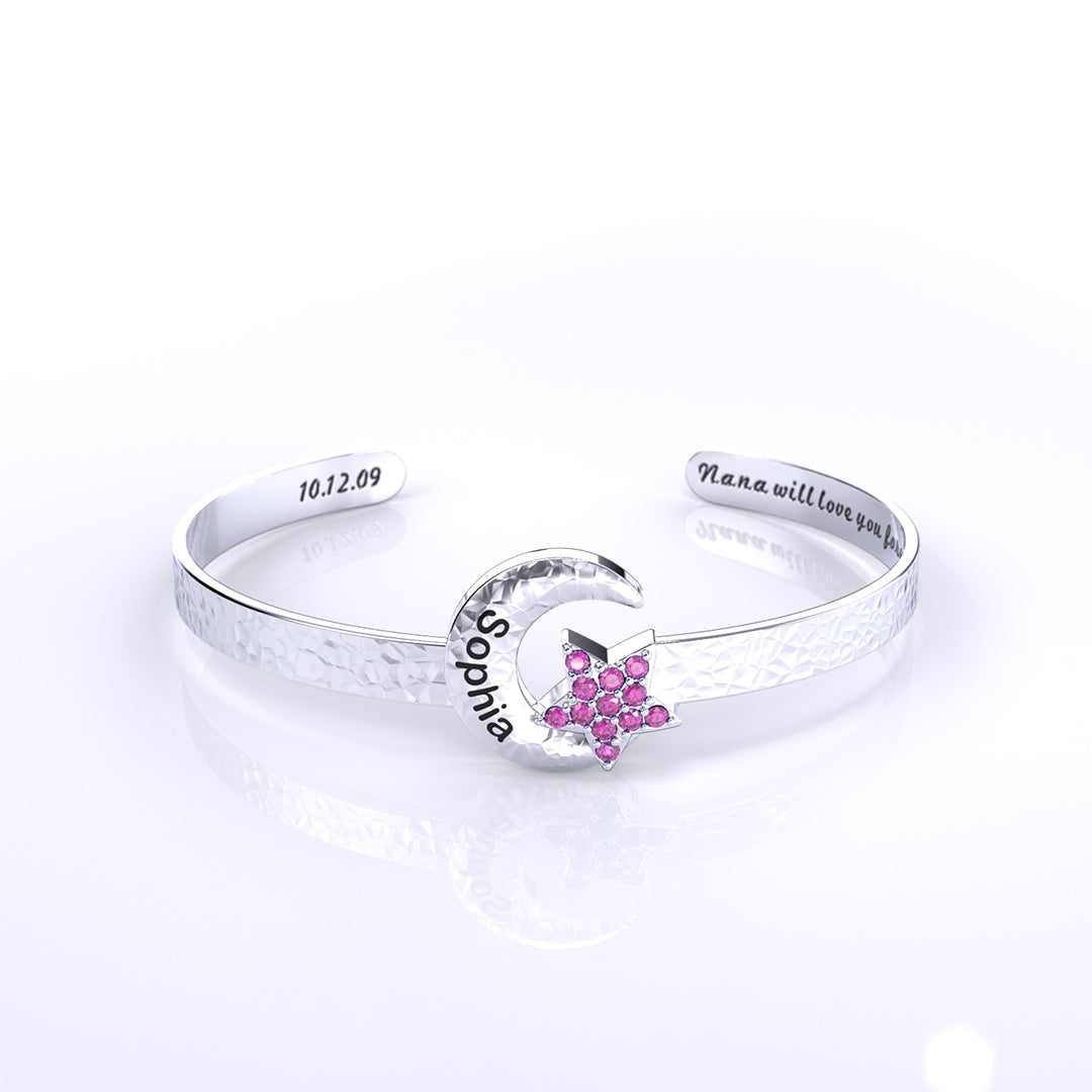 Mother's Day Gift Mother's Day Gift Granddaughter Star and Moon Bangle-Engravingift