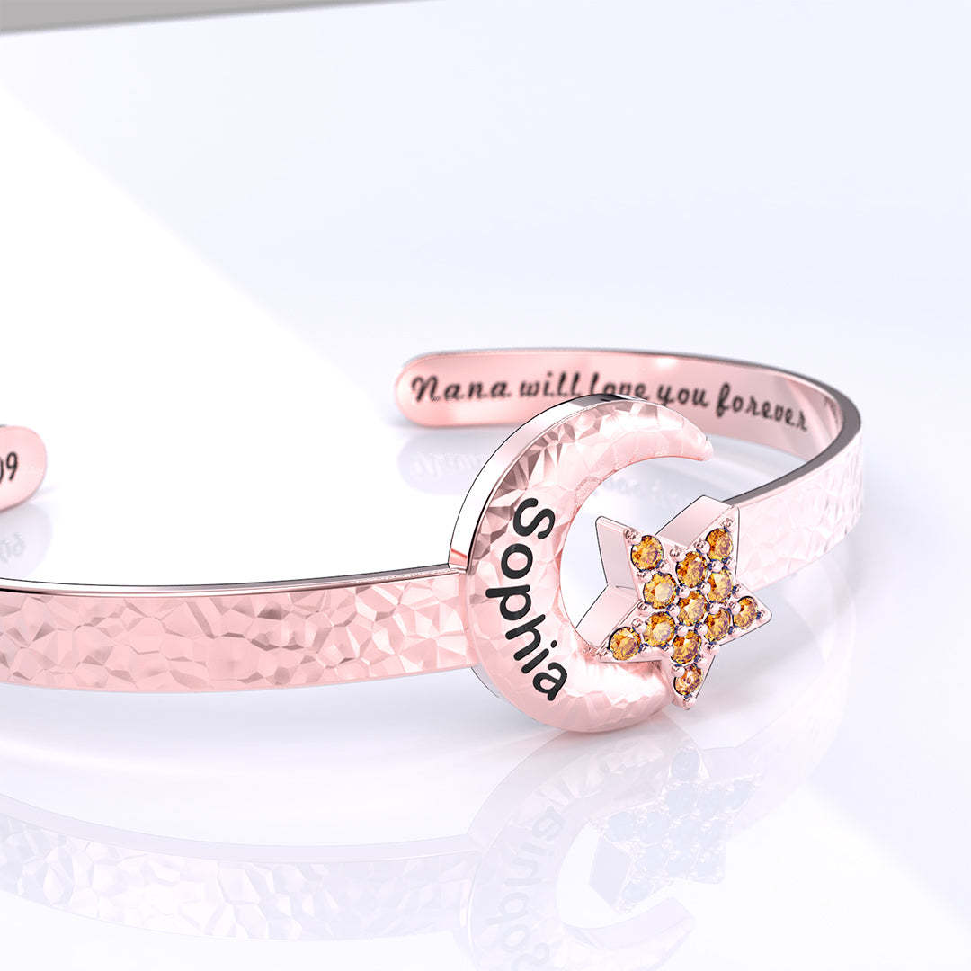 Mother's Day Gift Mother's Day Gift Granddaughter Star and Moon Bangle-Engravingift
