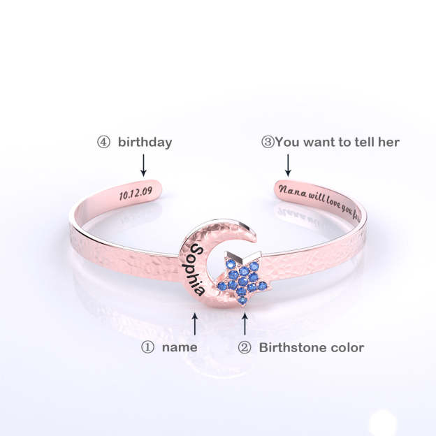 Mother's Day Gift Mother's Day Gift Granddaughter Star and Moon Bangle-Engravingift