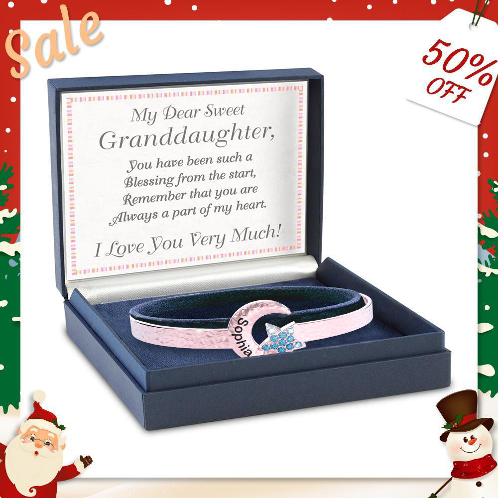 Mother's Day Gift Mother's Day Gift Granddaughter Star and Moon Bangle-Engravingift
