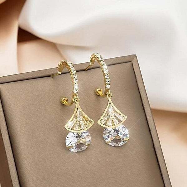 Mother's Day Gift Scalloped Crystal Earrings-Engravingift