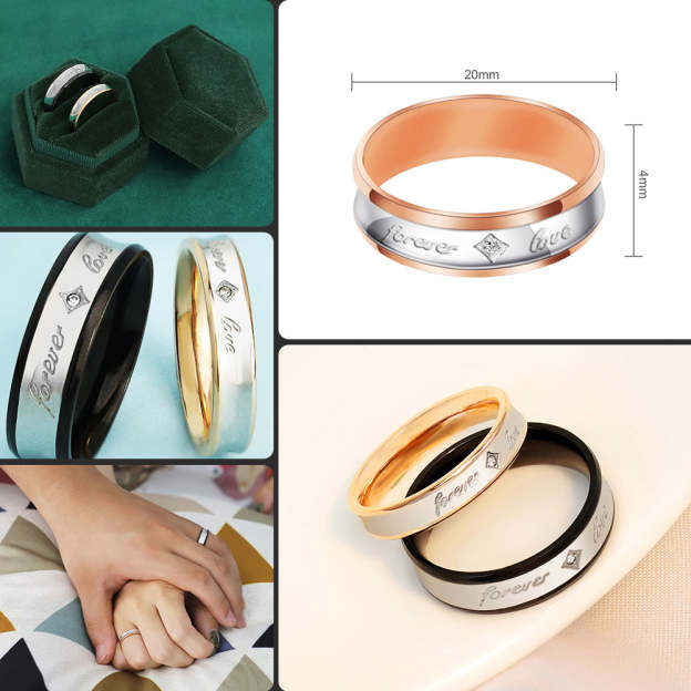 Valentine's Day Gift His & Hers Forever Love Heart Promise  Couples Wedding Ring