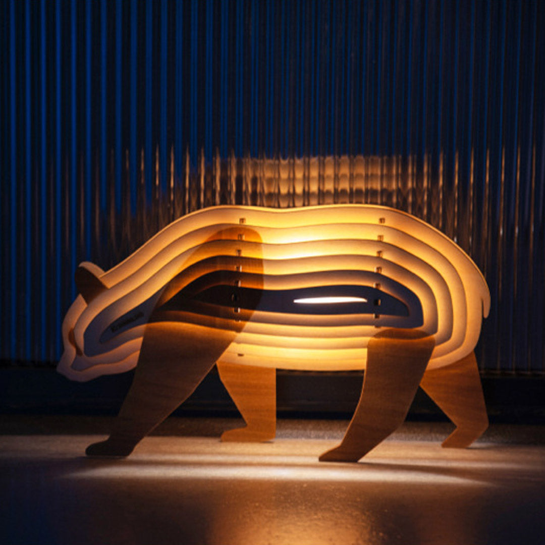 Christmas Gift 3D Wooden Animal Statue Decor Fantasy Lamp-Engravingift