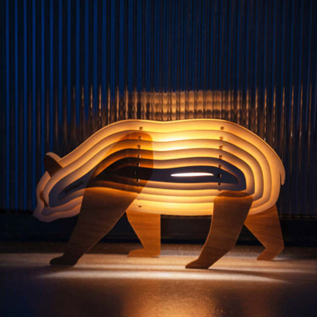 Christmas Gift 3D Wooden Animal Statue Decor Fantasy Lamp-Engravingift