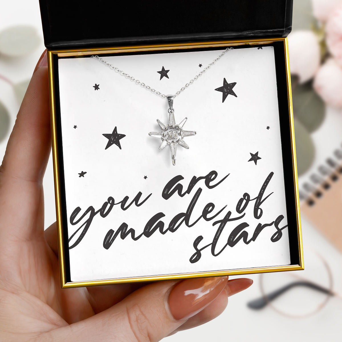 Mother's Day Gift Made of Stars - Dancing Crystal Star Necklace Gift Set-Engravingift