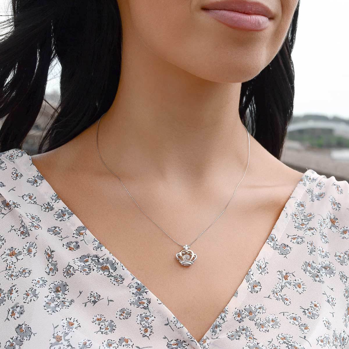 Mother's Day Gift Luxe Crown Pendant Necklace-Engravingift