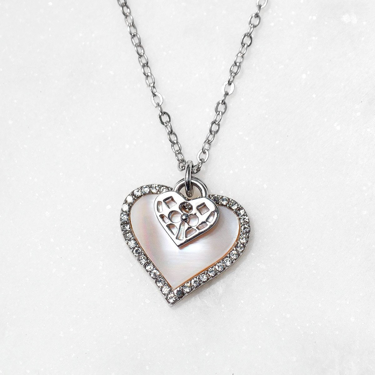 Mother's Day Gift To My Smoking Hot Lady - Pink Satin Pave Heart Charm Necklace Gift Set-Engravingift