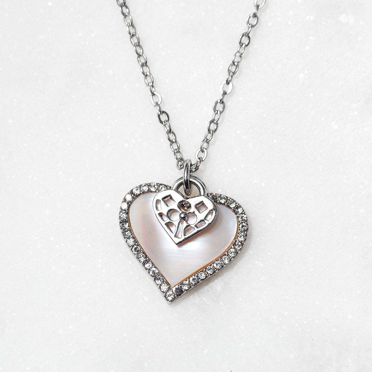 Mother's Day Gift To My Smoking Hot Lady - Pink Satin Pave Heart Charm Necklace Gift Set-Engravingift