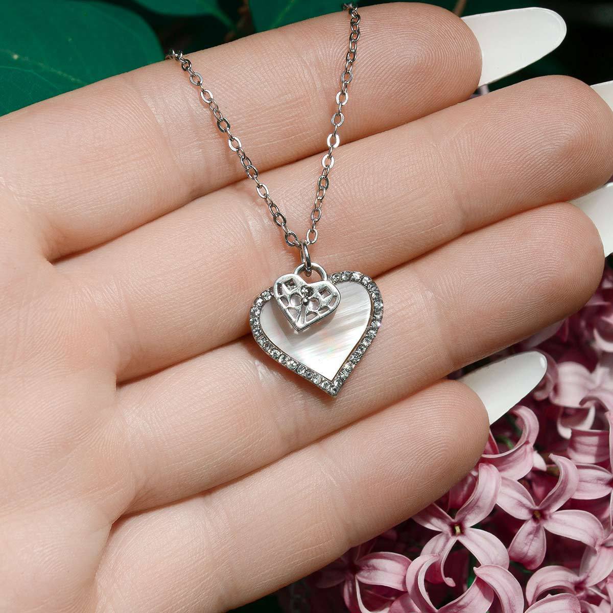 Mother's Day Gift To My Smoking Hot Lady - Pink Satin Pave Heart Charm Necklace Gift Set-Engravingift