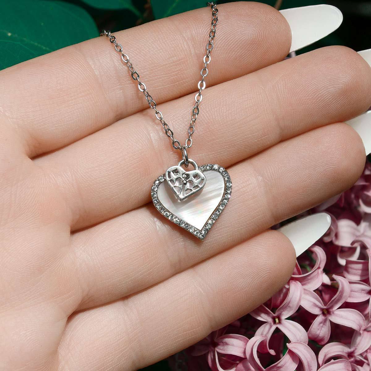 Mother's Day Gift To My Smoking Hot Lady - Pink Satin Pave Heart Charm Necklace Gift Set-Engravingift