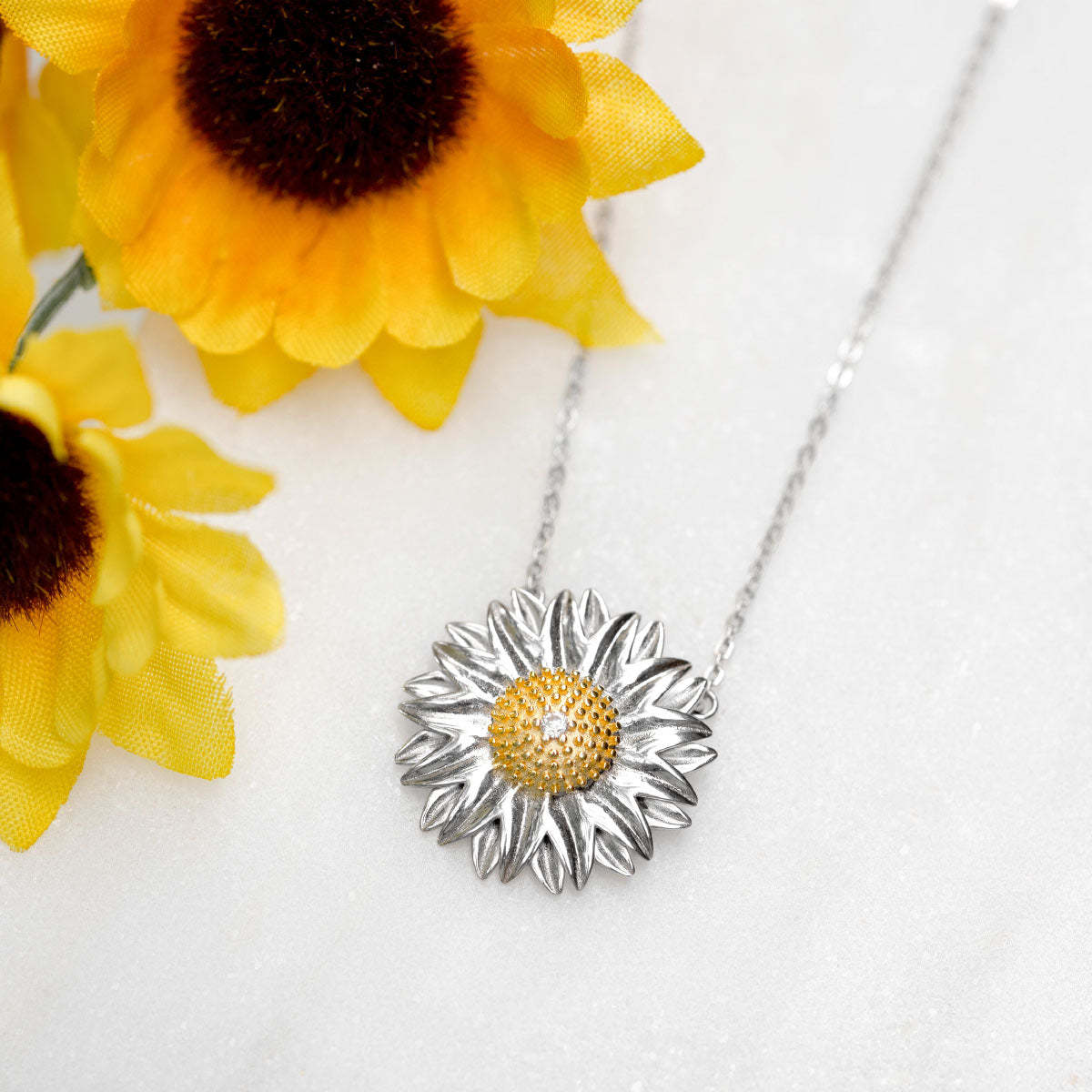 Mother's Day Gift Brilliant Sunflower Necklace-Engravingift
