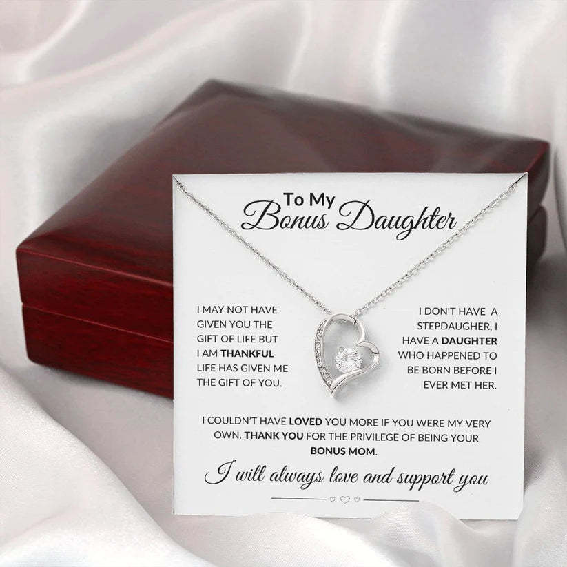 Mother's Day Gift To My Bonus Daughter Heart Necklace "life has given me the gift of you" Warm Gifts For Daughter-Engravingift