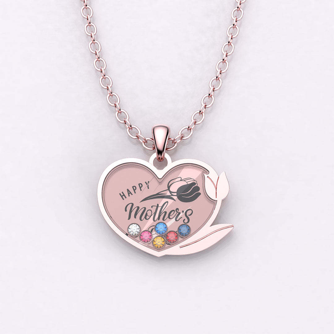 Mother's Day Gift Tulip Custom Birthstone Necklace-Engravingift