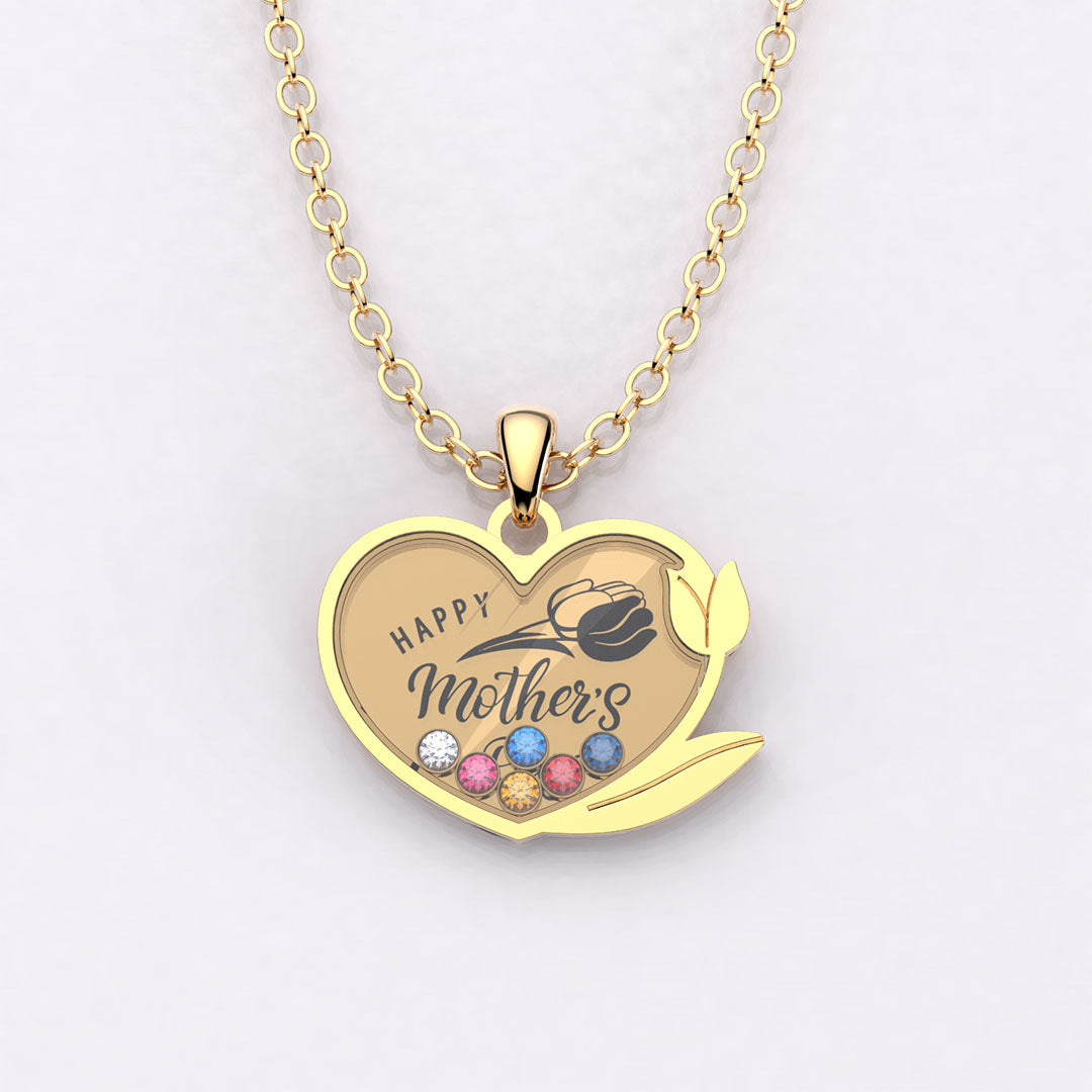 Mother's Day Gift Tulip Custom Birthstone Necklace-Engravingift