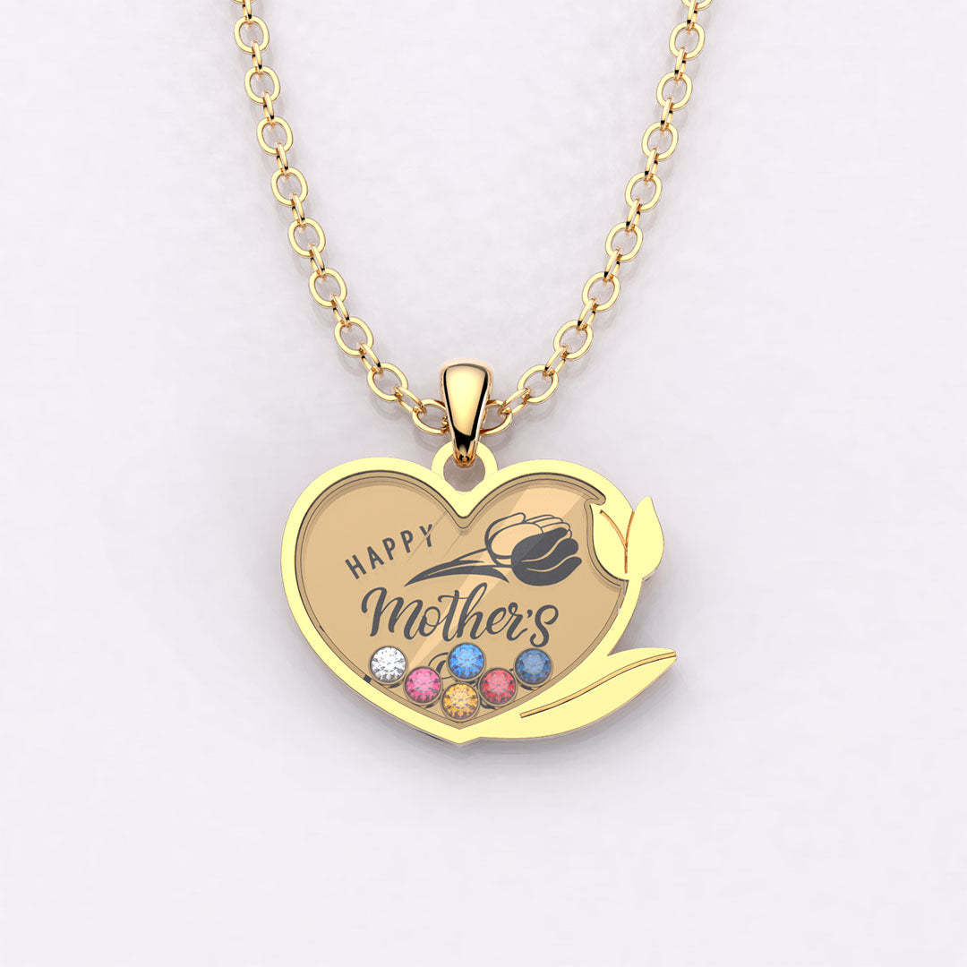 Mother's Day Gift Tulip Custom Birthstone Necklace-Engravingift