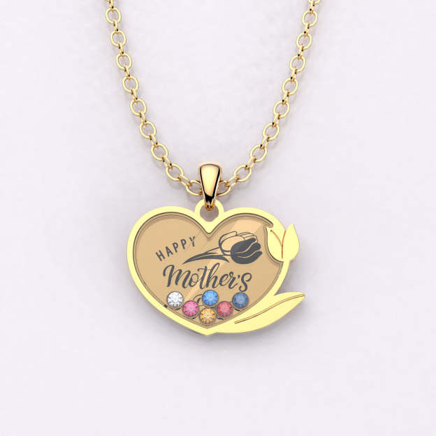 Mother's Day Gift Tulip Custom Birthstone Necklace-Engravingift